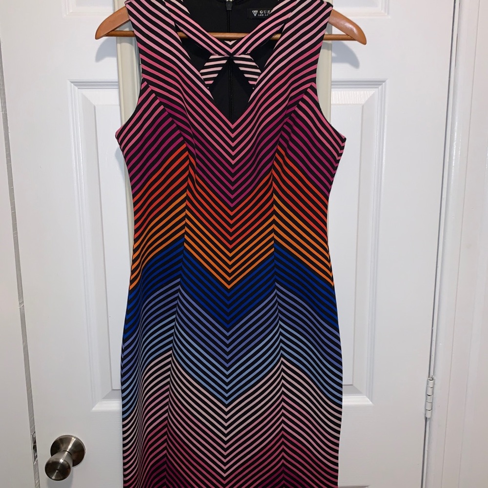 GUESS Rainbow Stripe Midi Dress size 8 - Picture 8 of 9